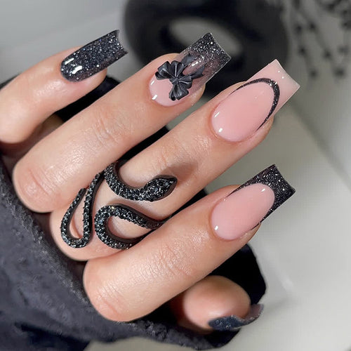 Künstlerisches Glitter-Gradient-Press-On-Nagelset Karnz
