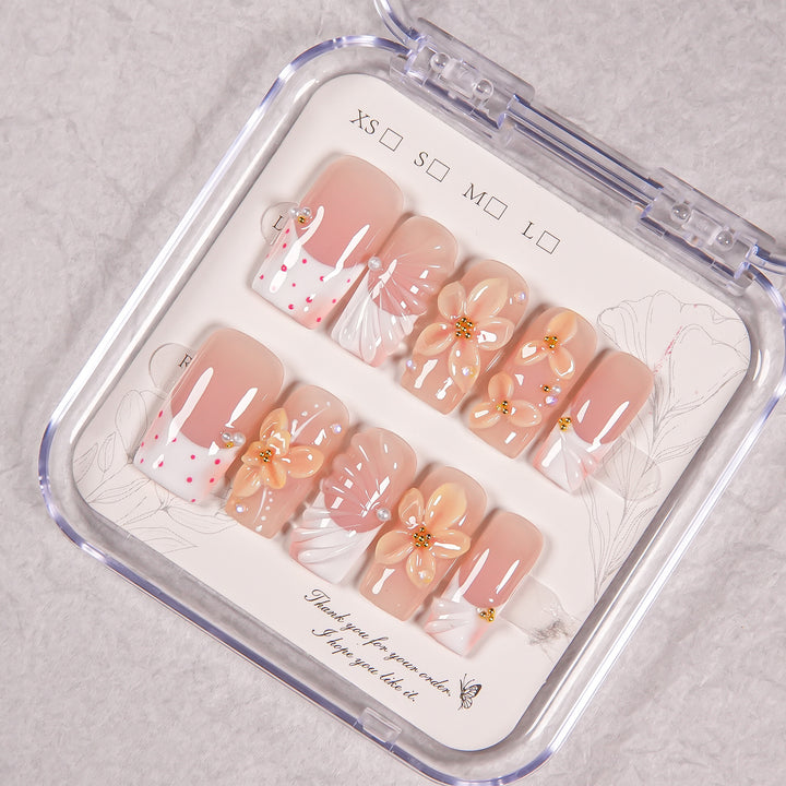 Künstlerisches Floral Press-On-Nägel Set