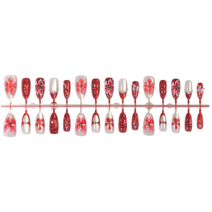 Florale Kunst Press-On Nagelset Karnz