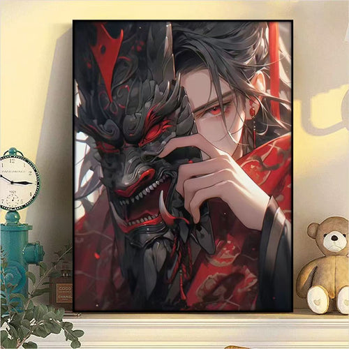 Dramatische Fantasy-Maske Illustration Leinwandkunst Karnz