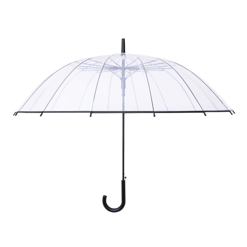 Damen Transparentes Design Faltregenschirm Karnz