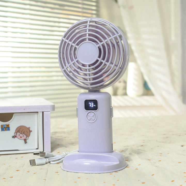 Damen Tragbarer Mini-Tischventilator mit digitaler Anzeige und USB-Ladefunktion Karnz