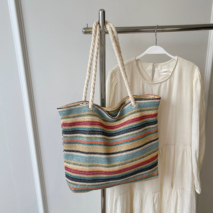 Geräumige gestreifte Strandtasche Karnz