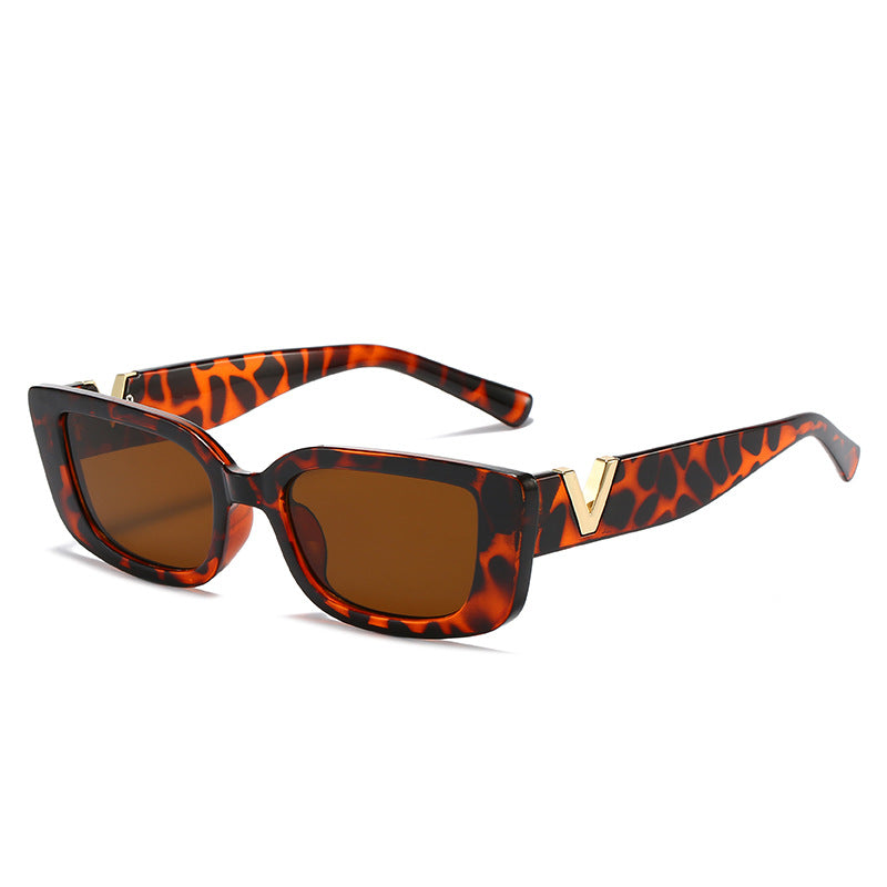 Damen modische quadratische Sonnenbrille mit luxuriösem Rahmen und goldenen Akzenten Karnz