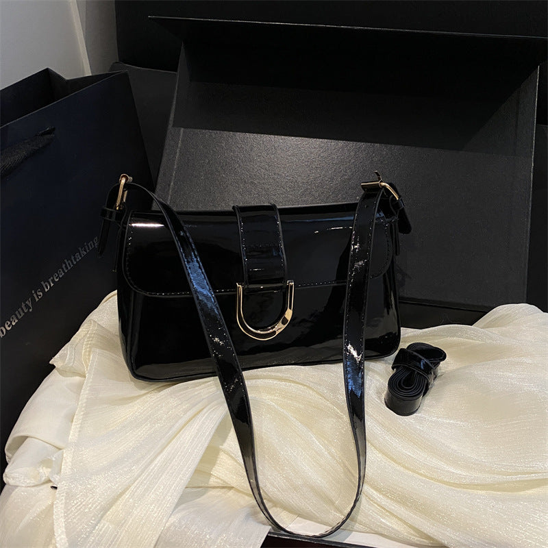 Elegante Patentanleder Schultertasche