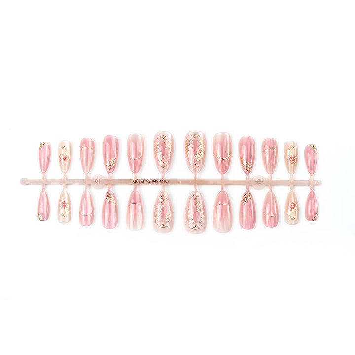 Künstlerisches, blumeninspiriertes Press-On-Nagelkunstset Karnz