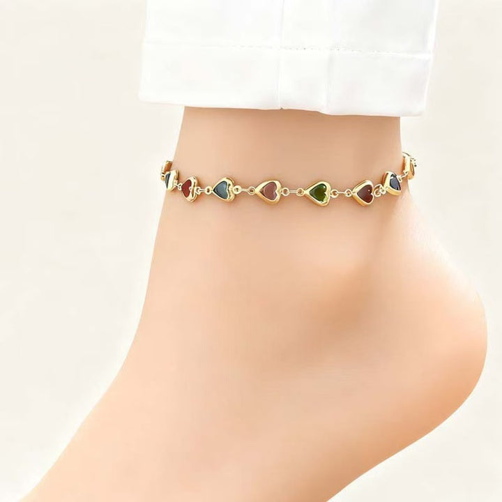 Herzförmiger Edelstein Charm-Armband Karnz