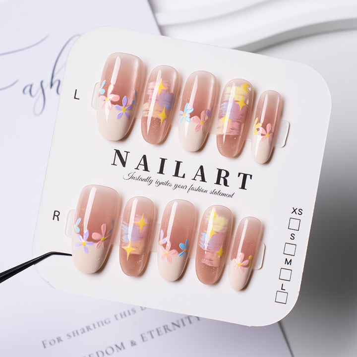 Florales Dekoratives Press-On-Nagel-Set Karnz