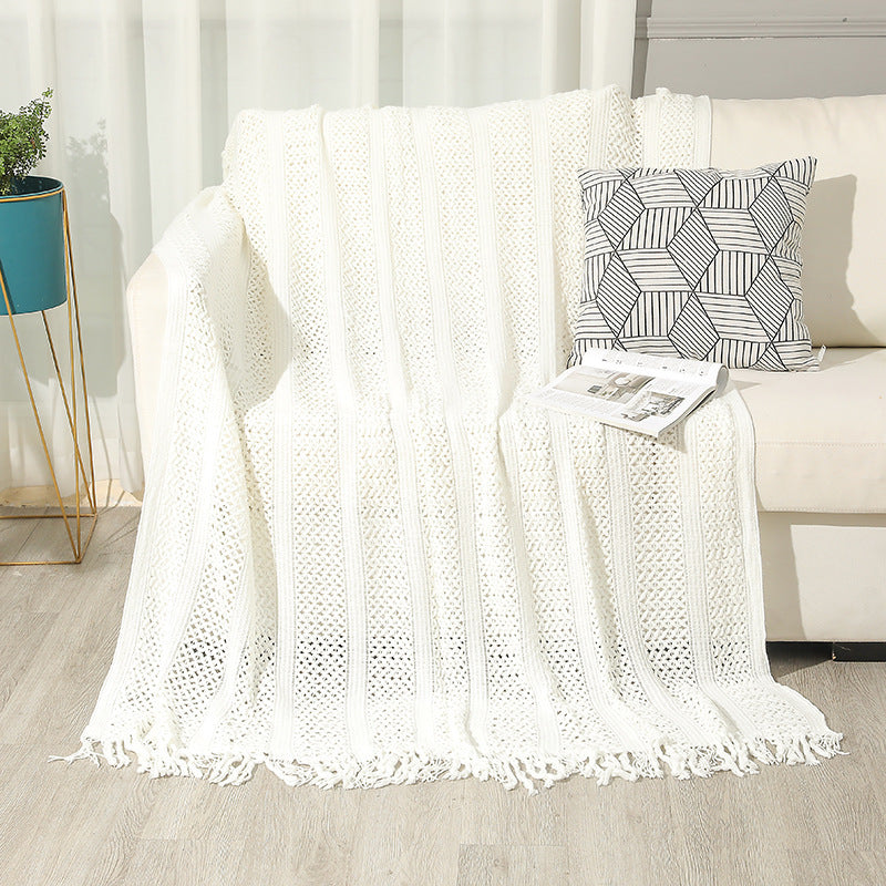 Dekorative Fransen Strickwurfdecke