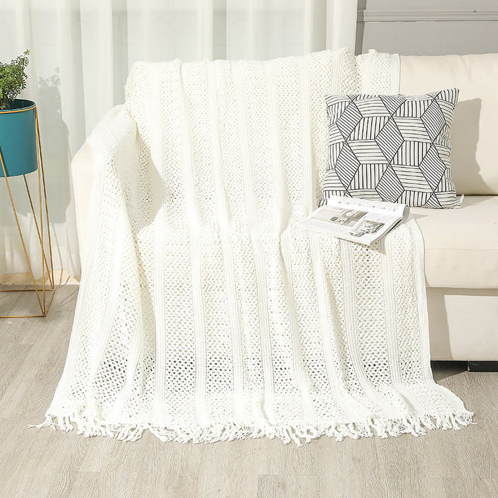 Dekorative Fransen Strickwurfdecke