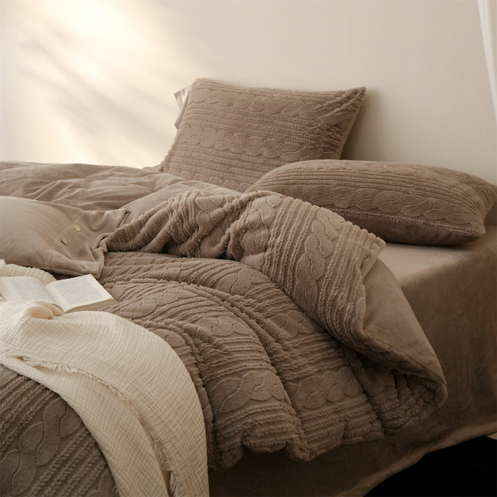 Luxuriöses strukturreiches Chenille-Kuschelbettwäscheset