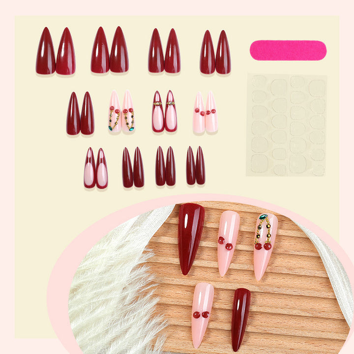 Kunstnagelset mit elegantem Rot- und Rosa-Design Karnz