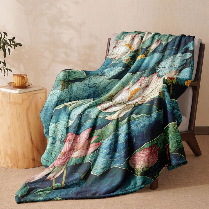 Künstlerische Blumenmuster-Fleece-Decke