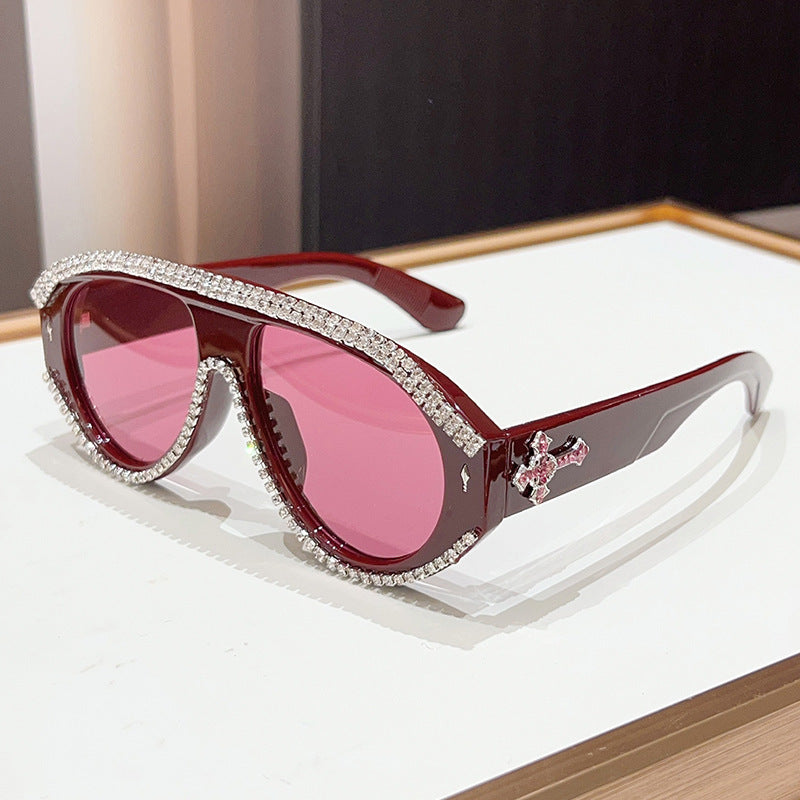 Luxuriöse Übergroße Strasssonnenbrille Karnz