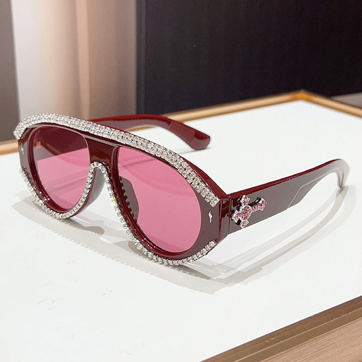 Luxuriöse Übergroße Strasssonnenbrille Karnz