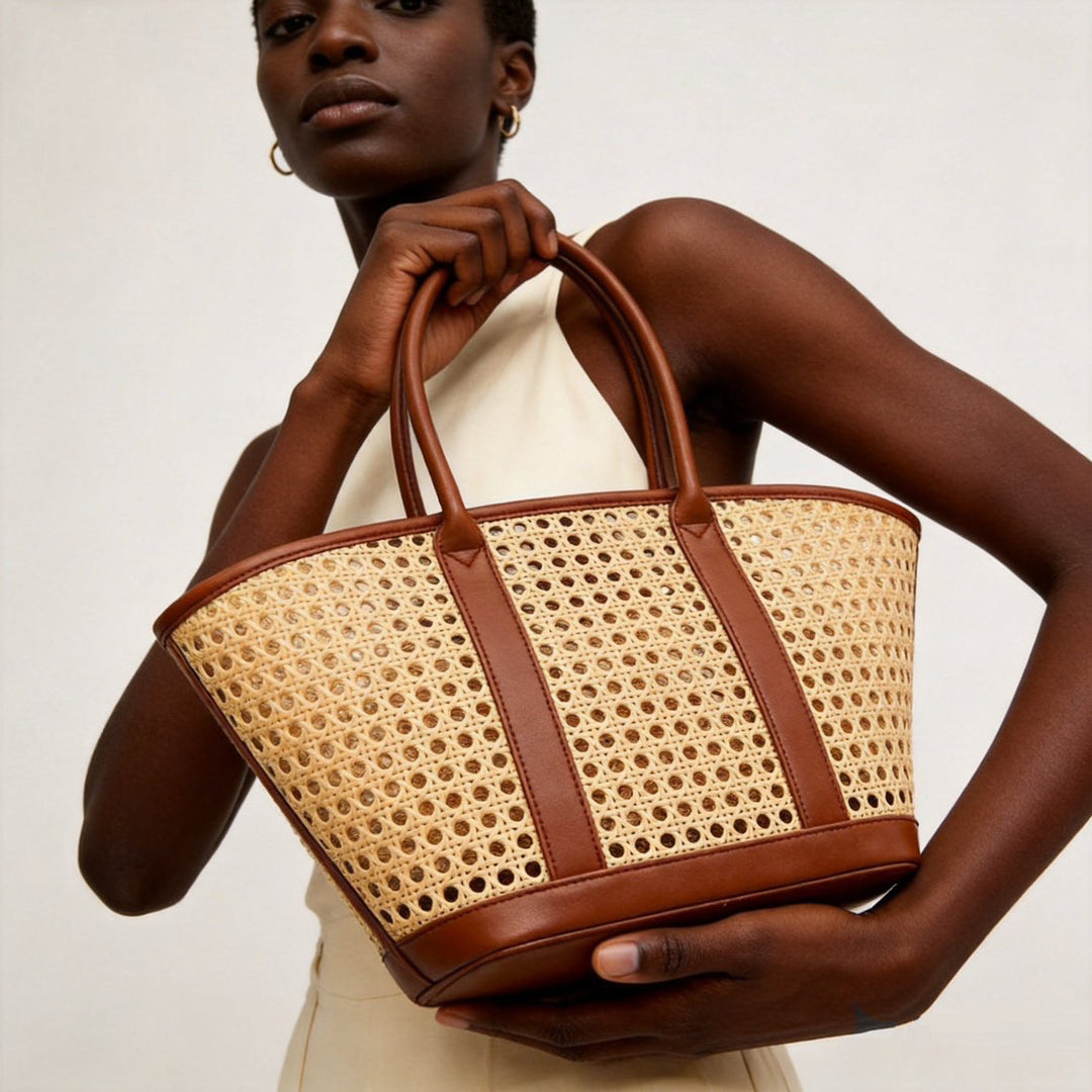 Elegante Geflochtene Rattan Tote Bag