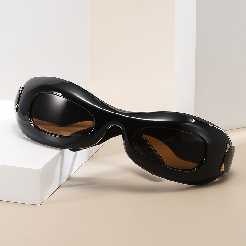 Damen futuristische Designer-Sonnenbrille mit innovativem Rahmen Karnz