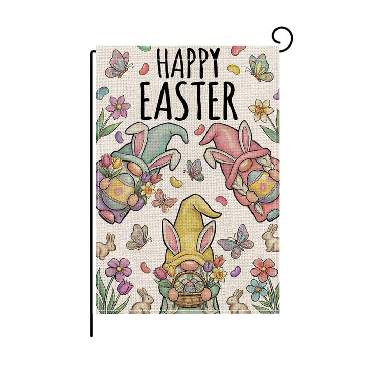 Dekorative Outdoor-Burlap-Textur Ostern Gartenfahne mit doppelseitigem Druck und Fahnenhülse