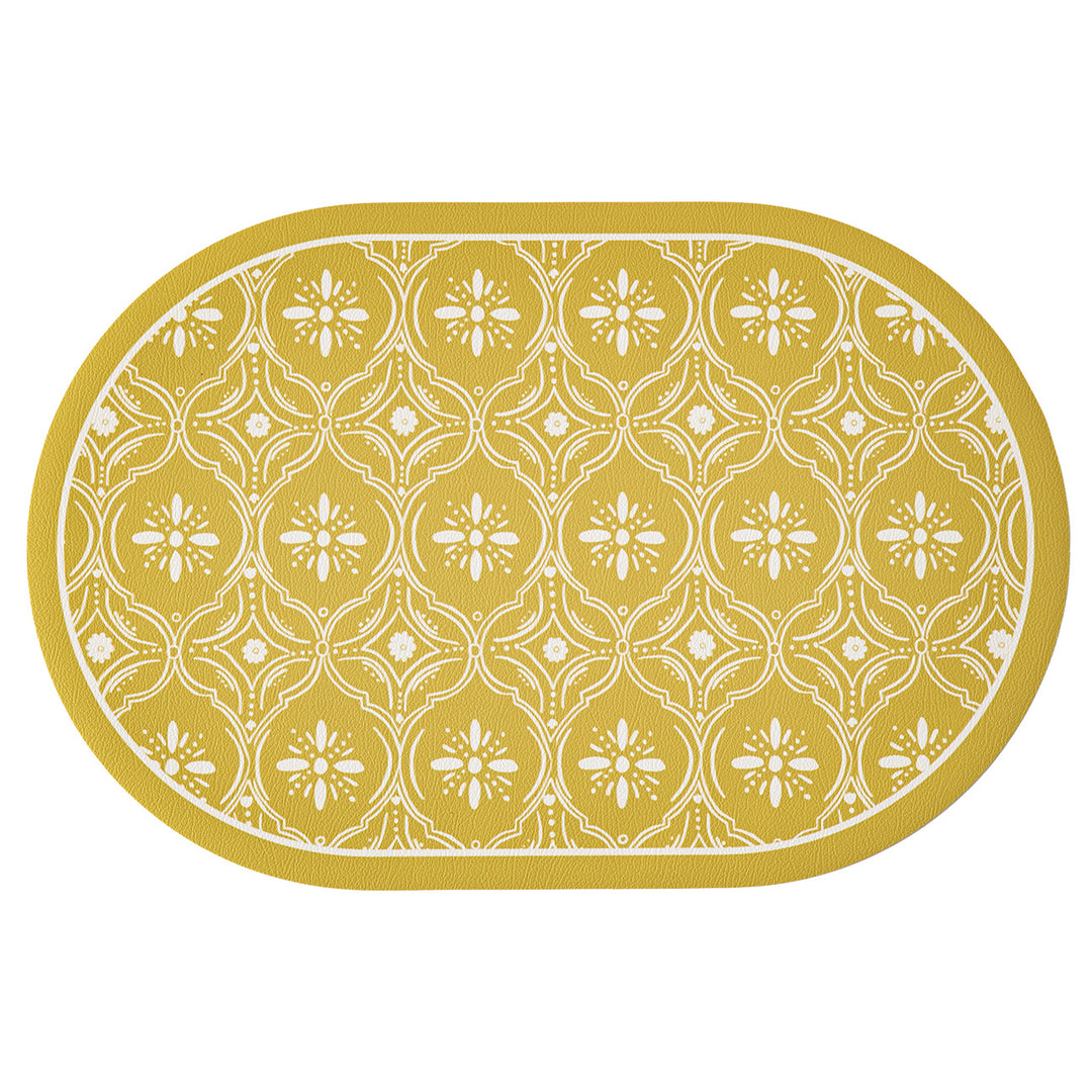 Runder gewebter Wohnteppich mit floraler Ornamentik und Tiermotiv