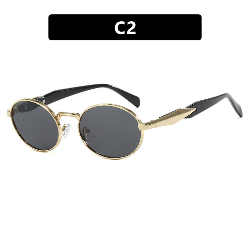 Damen Designer-Sonnenbrille mit einzigartigem ovalem Rahmen und luxuriösen Akzenten Karnz