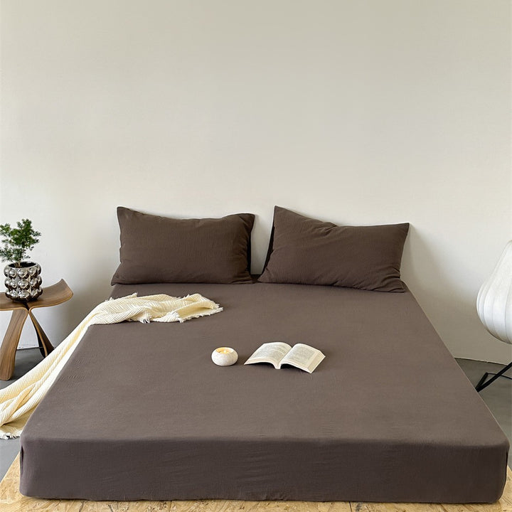 Strukturierte Baumwolljersey-Deep-Pocket-Spannbettlaken-Set
