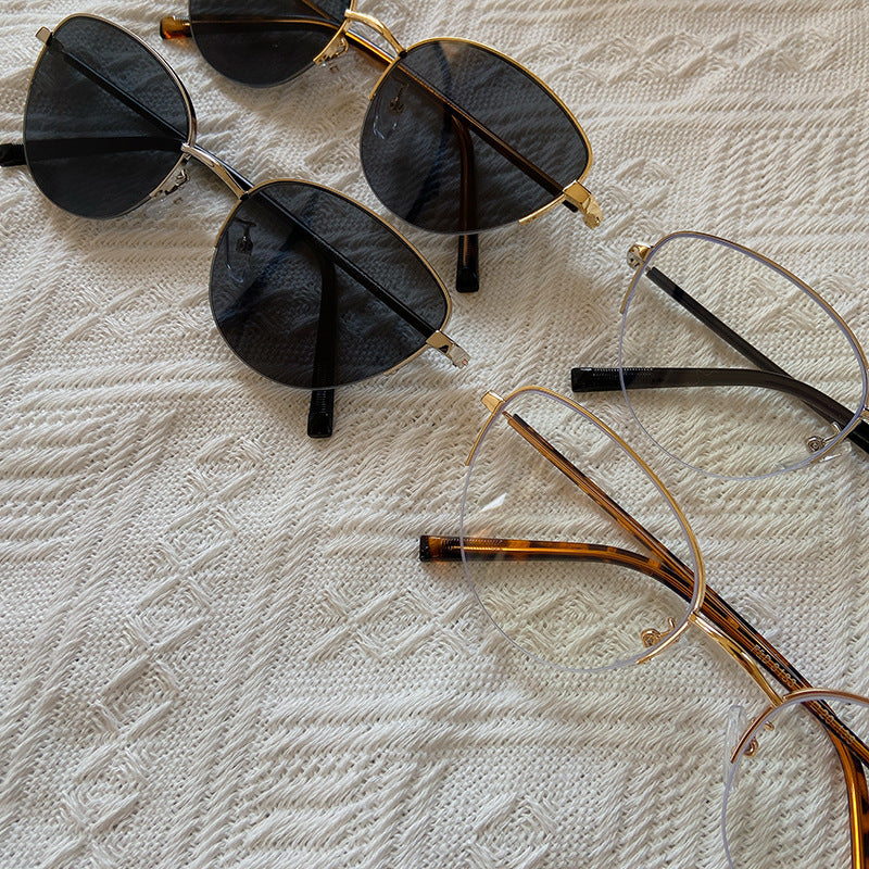 Modische Cat-Eye Sonnenbrille mit Feinem Metallrahmen Karnz
