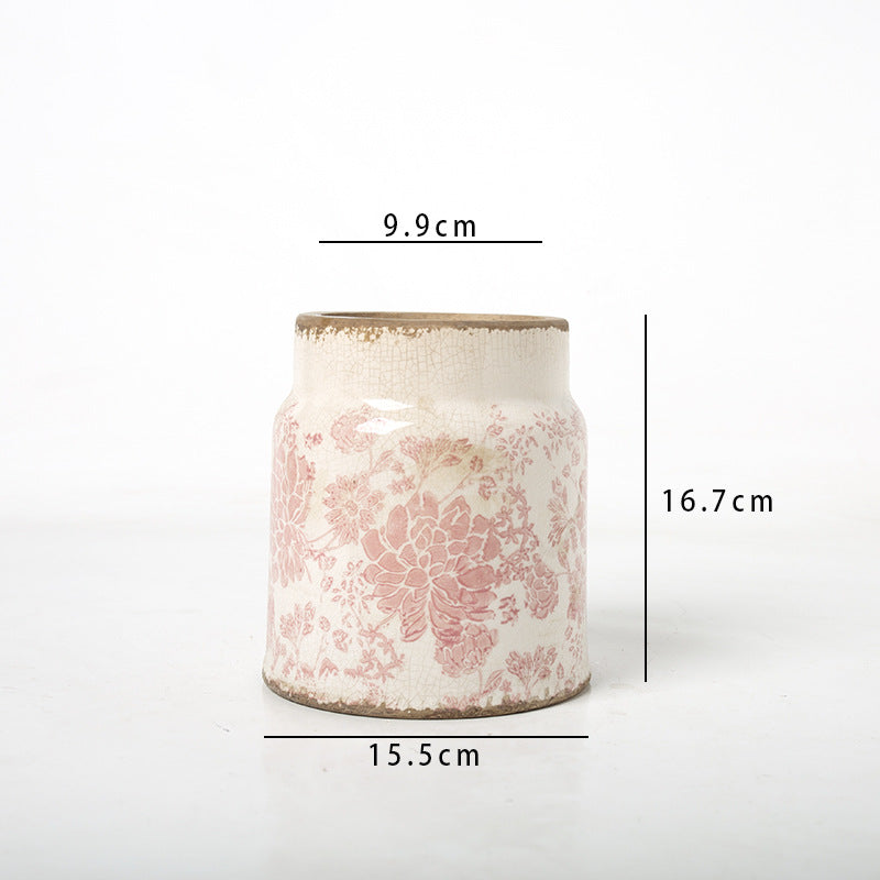 Deko Blumentopf mit floraler Verzierung Karnz