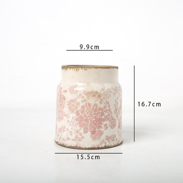 Deko Blumentopf mit floraler Verzierung Karnz