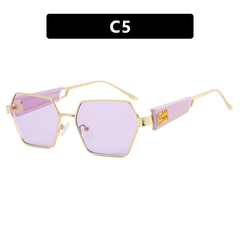 Damen hexagonale Sonnenbrille mit elegantem Metallrahmen und schützenden Gläsern Karnz