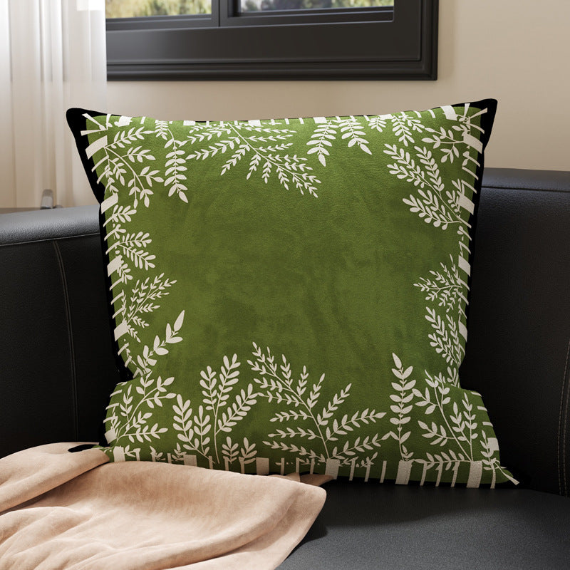 Botanical Microfiber Suede Throw Pillow Cover with Hidden Zipper