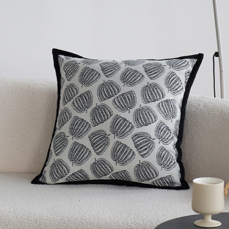 Dekoratives Wohnkissen mit feinem Jacquard-Baumdruck und Samtpaspel Karnz