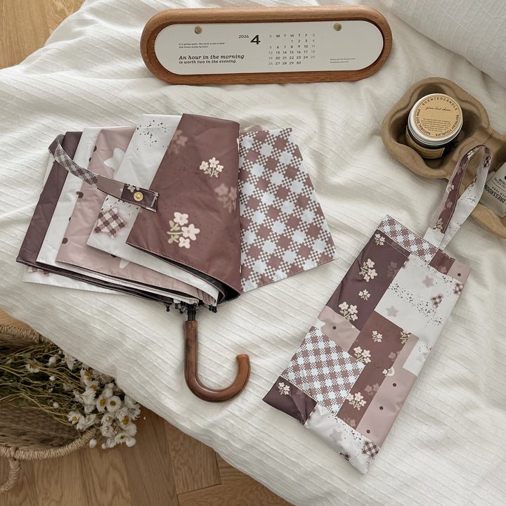 Damen Faltbarer Regenschirm mit exklusivem Patchwork-Design Karnz