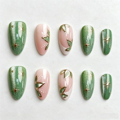 Botanische Florale Press-On Nagelspitzen Karnz