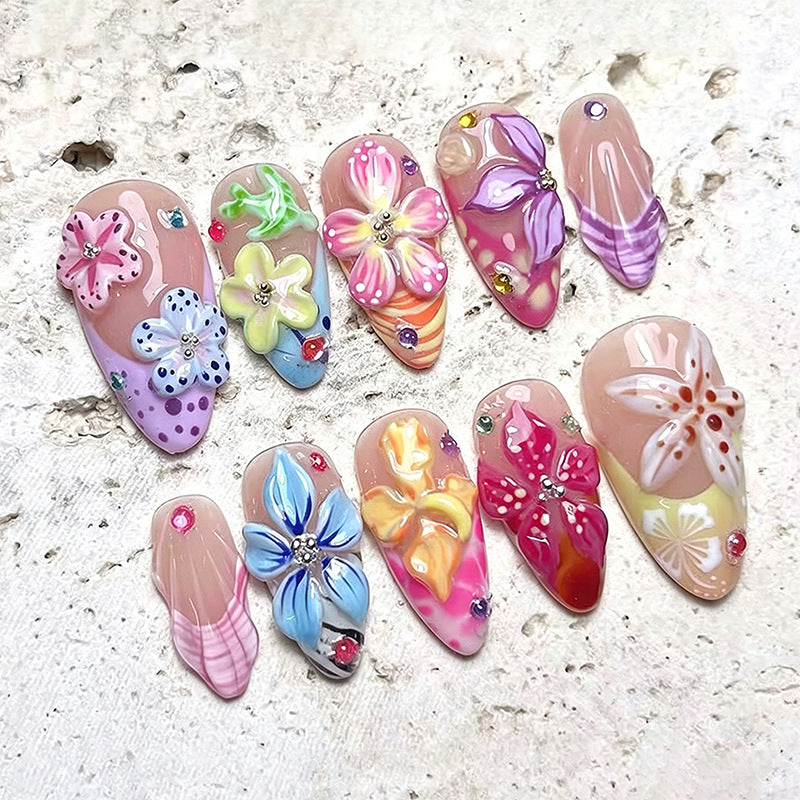 Kunstnagel-Set mit floralen 3D-Verzierungen Karnz