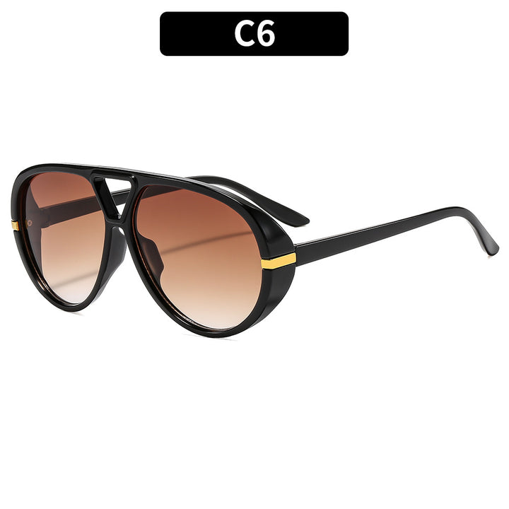 Oversized Shield-Sonnenbrille mit dekorativen Akzenten