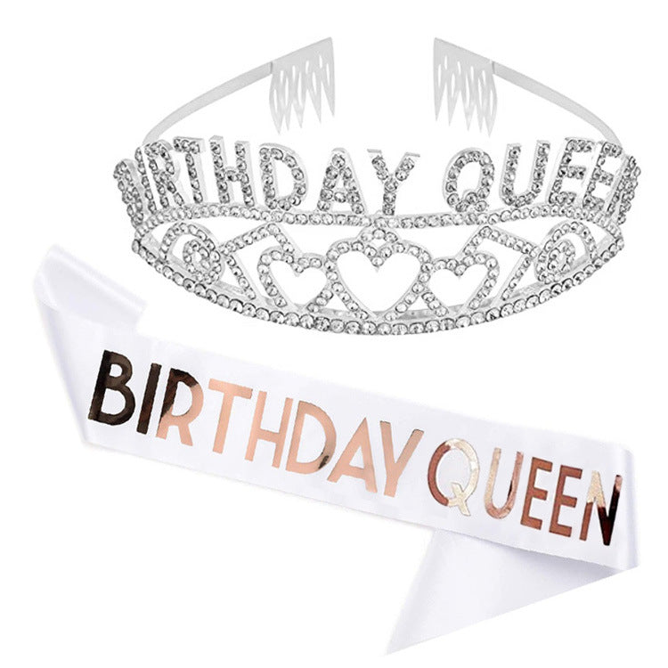 Damen Funkelndes Tiara- und Schärpen-Set Karnz