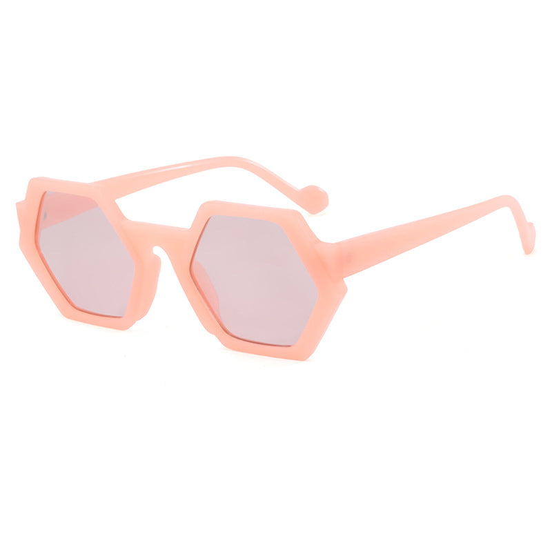Damen hexagonale Katzenaugen-Sonnenbrille mit urbanem Leopardenmuster Karnz