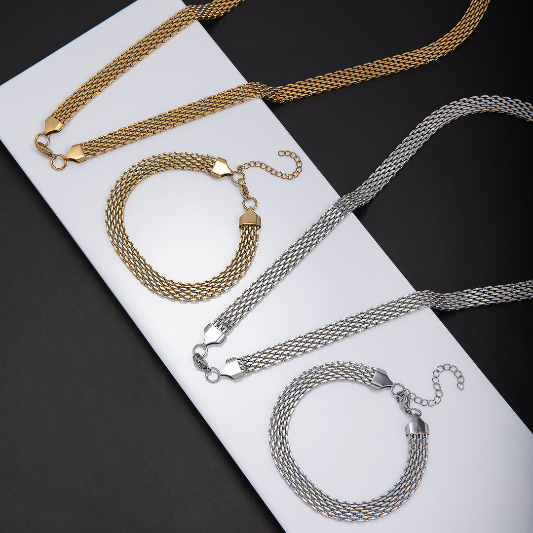 Elegantes strukturiertes Statement-Schmuckset Karnz