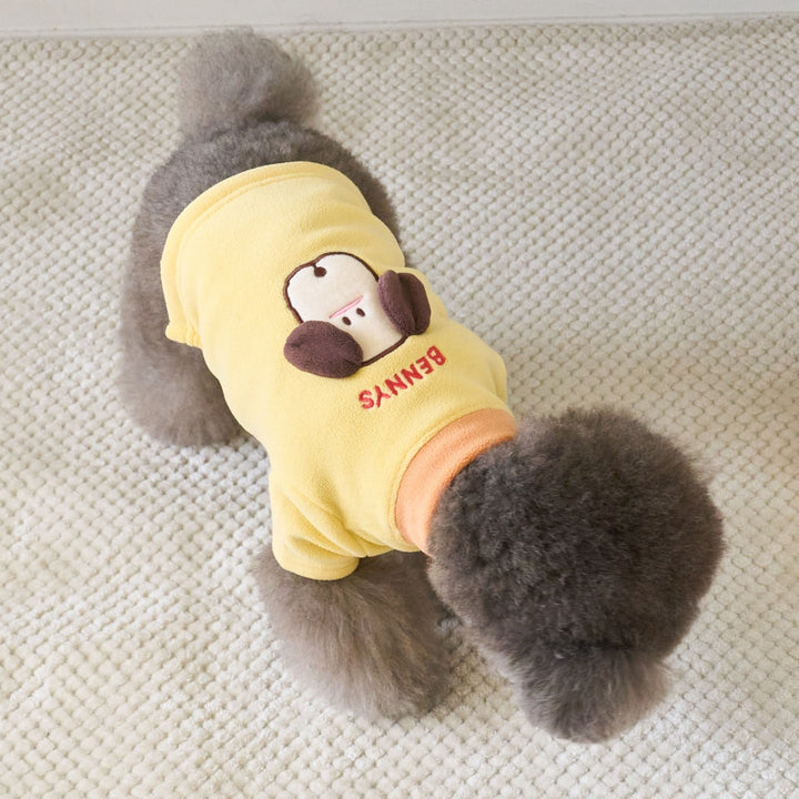 Plüsch-Fleece-Hundepullover mit gesticktem Affenpatch