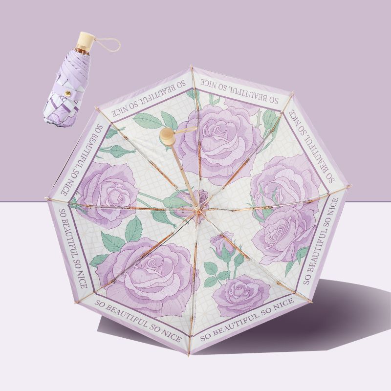 Damen Faltbarer Regenschirm mit floralem Kunstdesign Karnz