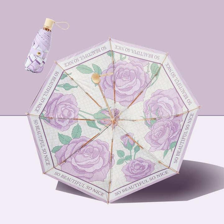 Damen Faltbarer Regenschirm mit floralem Kunstdesign Karnz