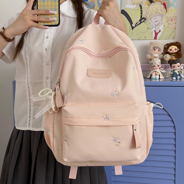 Bestickter Blumen-Detail Freizeit-Rucksack Karnz