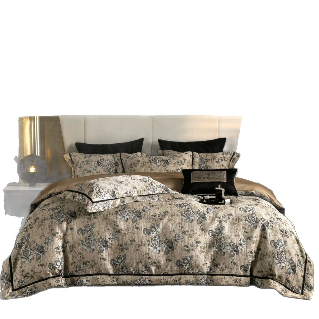 Luxus Blumenjacquard Bettwäsche Set mit Bettdecke und Kissenbezügen