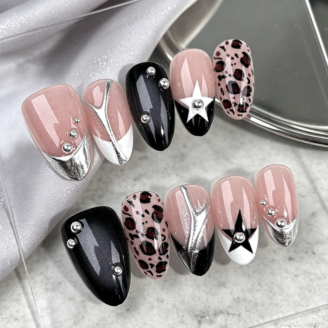 Künstlerisches Glamour Press-On Nagelset