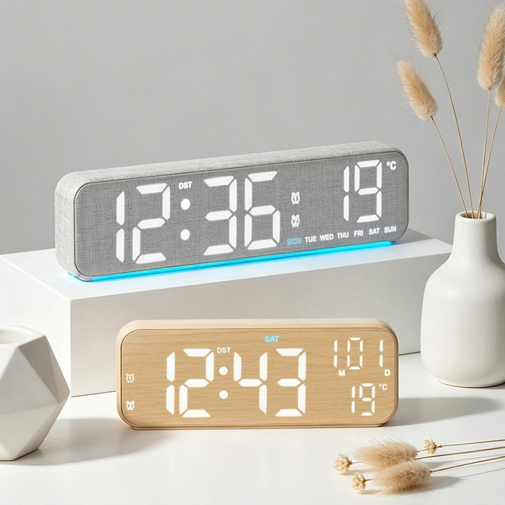 Digitaler Holz-Led Wecker mit Temperatur- und Kalenderfunktion Karnz