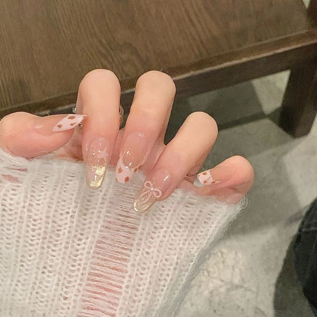 Elegante Glänzende Press-On Nagelset  1791774068