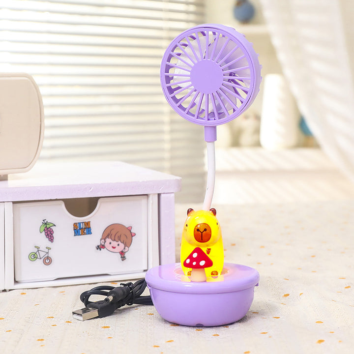 Damen Tragbarer USB Ventilator mit integrierter LED-Lampe und niedlichem Panda-Design Karnz
