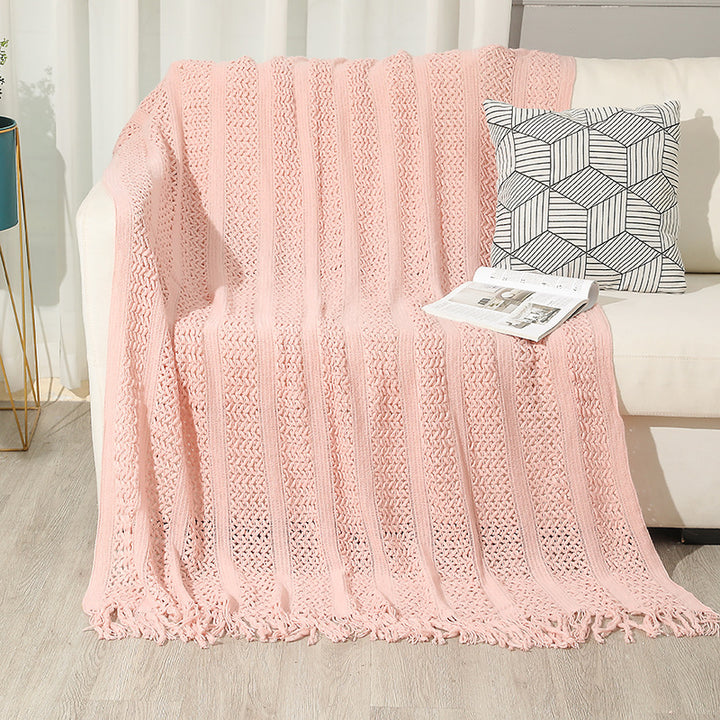 Dekorative Fransen Strickwurfdecke