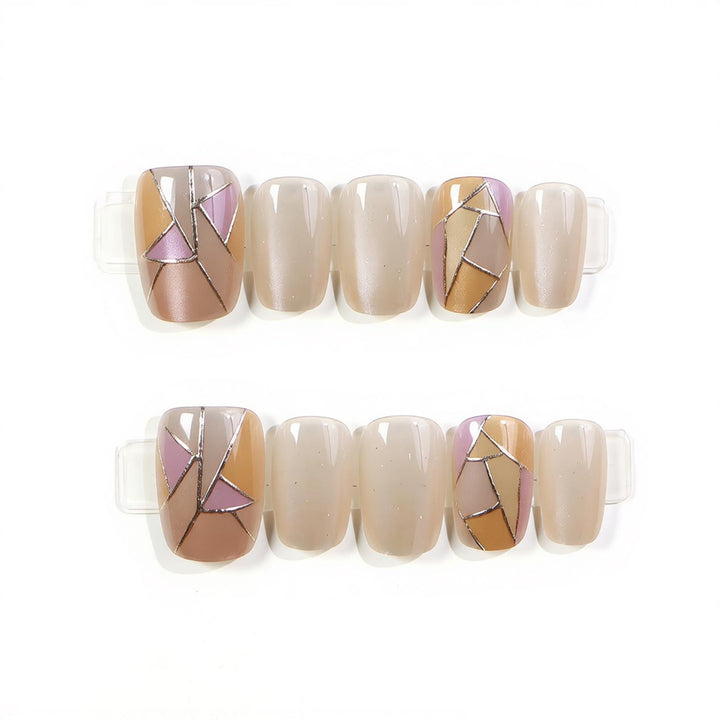 Geometrisches Muster Press-On Nagel Set Karnz