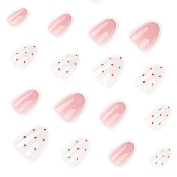 Elegante Nägelkunst mit modernen Punkten und French-Tips Karnz